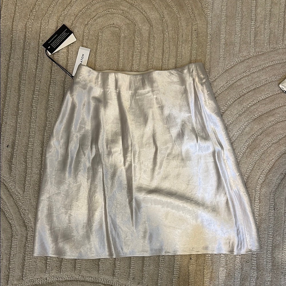 Babaton Metallic Silver Mini Skirt